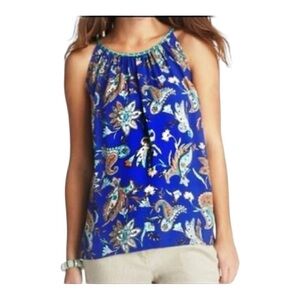 LOFT tank/ sleeveless top shirt blouse shell size L. Royal Blue/Teal/Multi